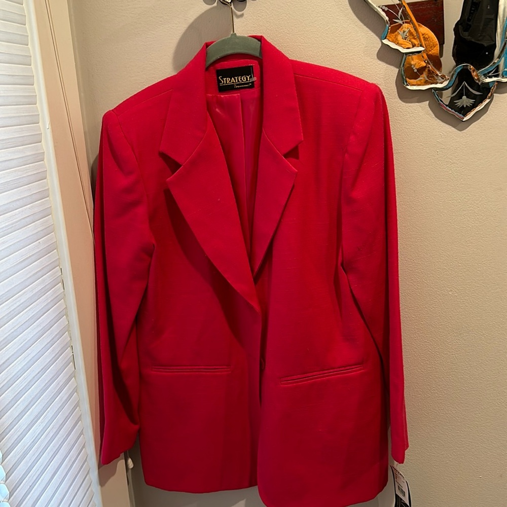 Strategy by Fundamental Things  Fuchsia Silk Lined Ladies Linen Jacket Size 8
